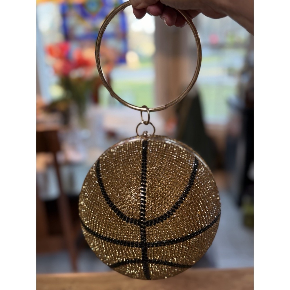 NWT Pressed Houston "The Bling" Basketball Crystal Clutch - Gold & Black